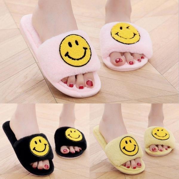 스마일털슬리퍼 남여공용 커플 방한 털 실내화 슬리퍼 슬리퍼 거실 여성샌들 고급 사무실 실내화