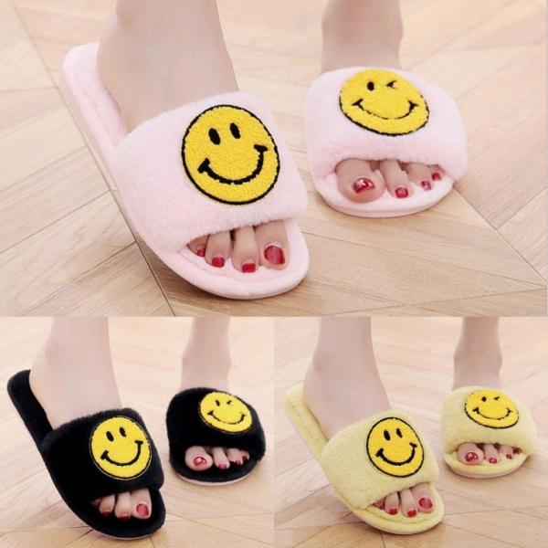 스마일털슬리퍼 남여공용 커플 방한 털 실내화 슬리퍼 슬리퍼 거실 여성샌들 고급 사무실 실내화