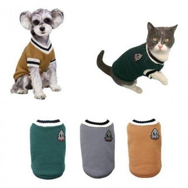 강아지 고양이 교복 조끼 니트 애견 브이넥 나시 강아지 보이넥 외출복 졸업 의류 선물 조끼 니트 고양이