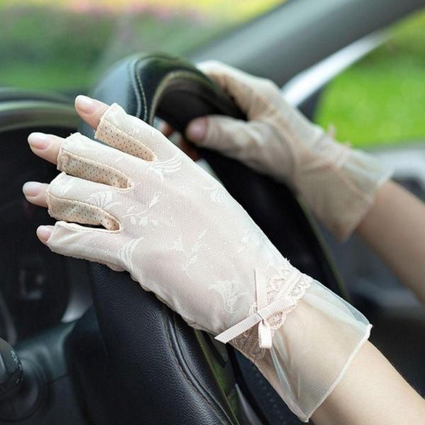 레이스 자외선 차단 여름 여성 운전 패션 장갑 베이지 레이스 선물 리스 차단 홀 핑거 패션 용 자외선