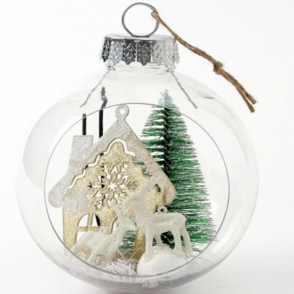 특별한 오너먼트 스노우 투명 장식볼(12cm 화이트루돌프) DP137575