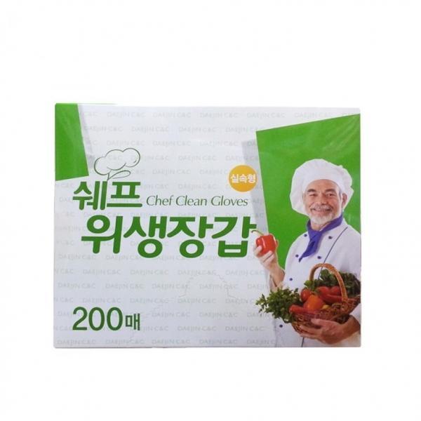 쉐프 위생장갑 200매 주방 일회용 위생 비닐 장갑