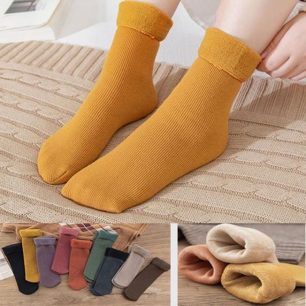 키밍 겨울 보온 무지 양말 장목 여성 9컬러 방한 기모