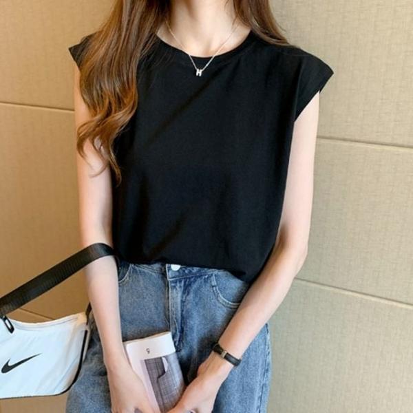 여자 캡소매 나시티 루즈핏 민소매 티셔츠 슬리브티