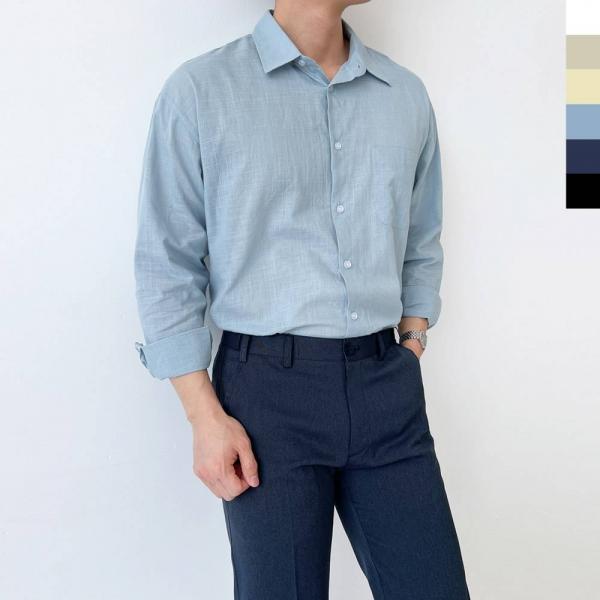 ACC SS1019M 남자 6색상 린넨 라이크 오버핏 셔츠