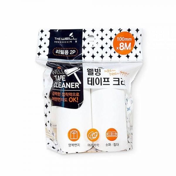 리빙 테이프크리너 중형 리필2p 100mmx8m 강력접착 롤클리너 먼지제거