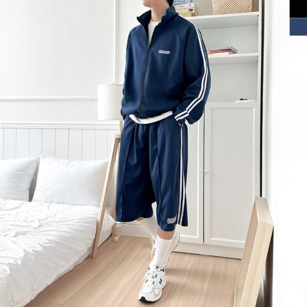 ACC SF1029M-SS1010M 남자 투라인 트랙 집업 트레이닝 자켓 와이드 버뮤다 7부 세트