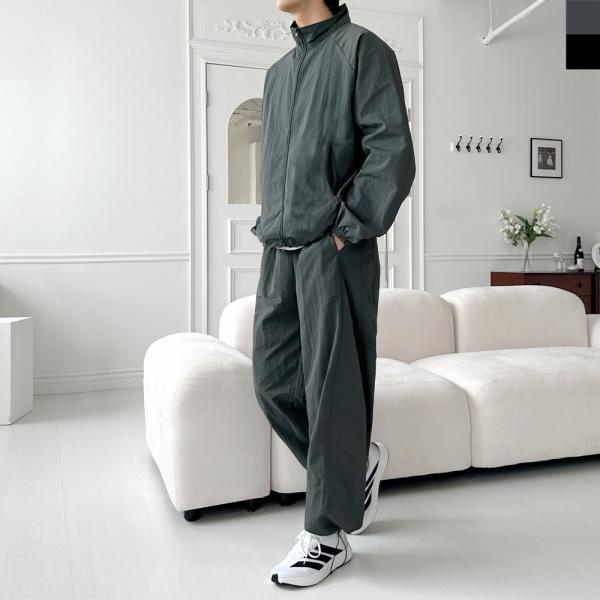 GQQ SF1033M-SF1034M 남자 오버핏 하프넥 집업 바람막이 나일론 와이드 바지 세트