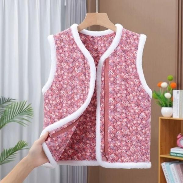 겨울 여성 엄마 할머니  꽃자수 퍼 조끼