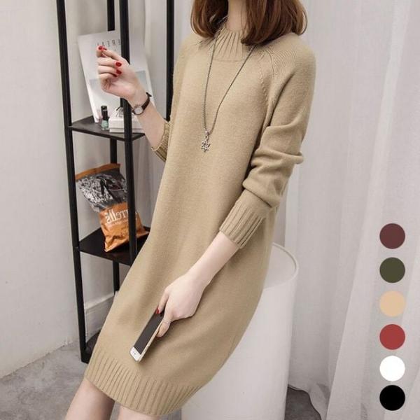 여성 봄 가을 겨울 무지 심플 디자인 니트 원피스