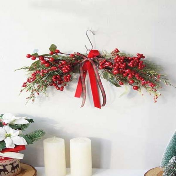 스노우 레드열매 가렌더 리스 조화 크리스마스장식