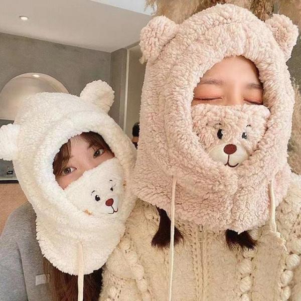 곰돌이 방한 워머 털 모자 바라클라바 뽀글이