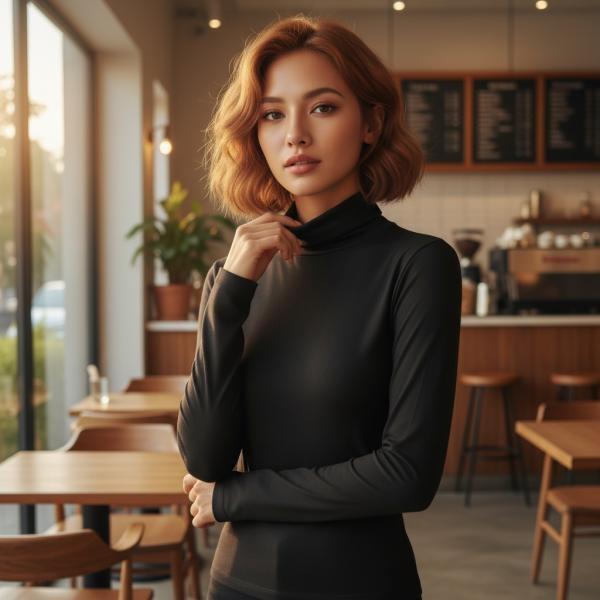 [리부] 목폴라 목티 폴라티 반목티 목폴라티 니트티셔츠 회색니트 반폴라 목폴라니트 여자정장니트 BLACK