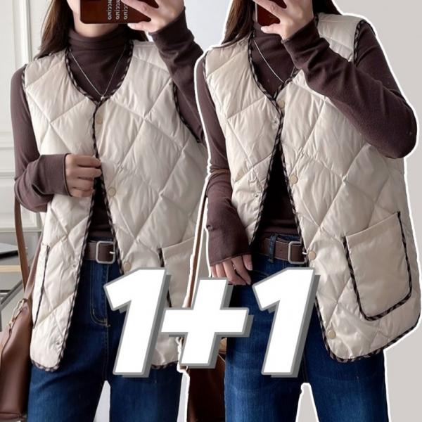 1+1 데일리 방한 조끼 회사 사무실 퀼팅 경량 누빔 베스트