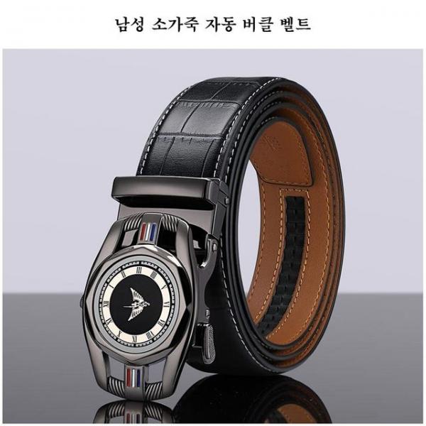 퀸즈 윌리엄폴로 남성 소가죽 자동 버클 벨트
