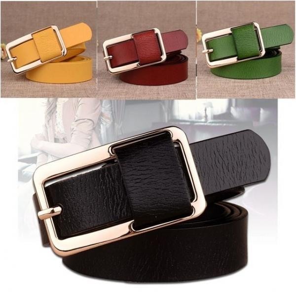 여성 캐주얼 소가죽 사각핀 벨트 8011
