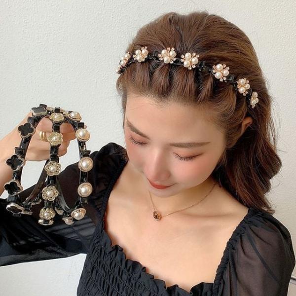 큐빅 집게머리띠/여자 벼머리 앞머리고정 헤어밴드