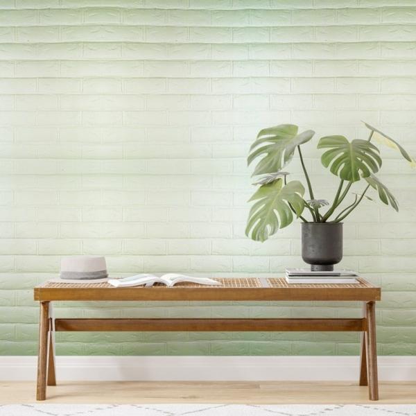 폼블럭 3D브릭 1mX2.5m 민트 보온 필름지 방한벽지 벽돌 스티커 셀프시공 DIY자재 단열도배지 곰팡이방지