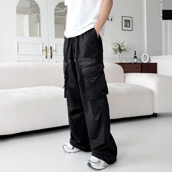 JMM MSF2009 남자스트링 지퍼카고 트레이닝 와이드팬츠