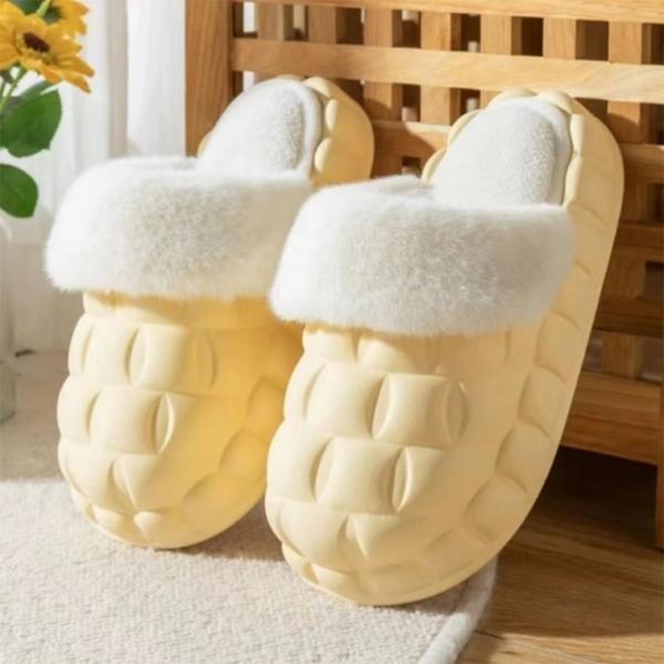 푹신한 EVA 방한용 사무실 털실내화 논슬립 빵 슬리퍼