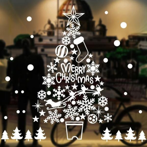 크리스마스윈도우스티커(화이트트리) 성탄절 파티장식