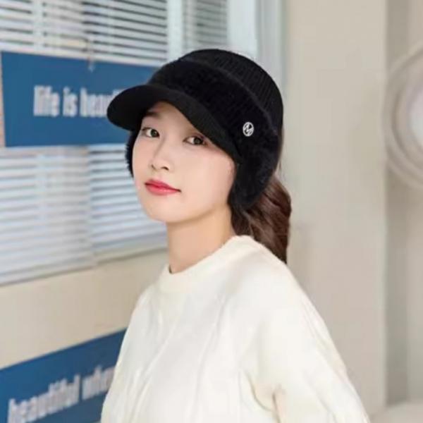 여성 방한 귀달이 니트 썬캡 골프 야외 스포츠 모자