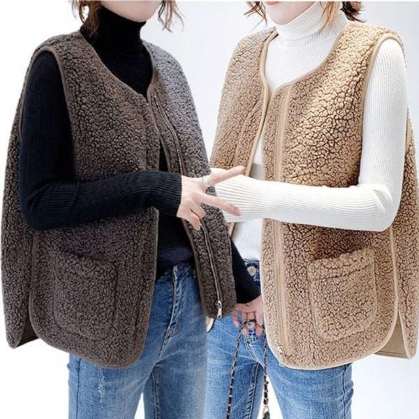 여성 양털 조끼 겨울 가을 베스트 여자 패딩 후리스