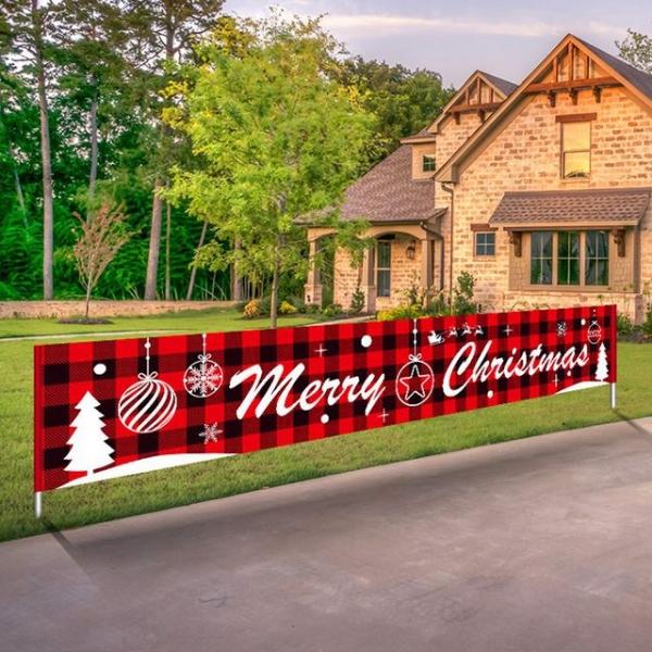 크리스마스 현수막 초대형 체크성탄 파티 데코 장식