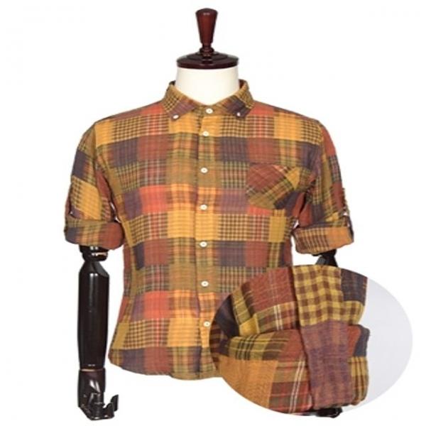 이중직 체크패턴 롤업 셔츠 남성의류 남성남방