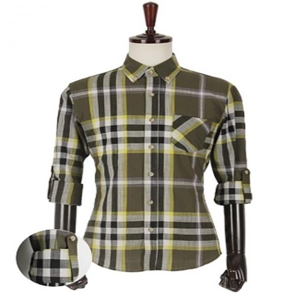 린넨 체크패턴 롤업 셔츠 남성의류 남성셔츠 남성남방