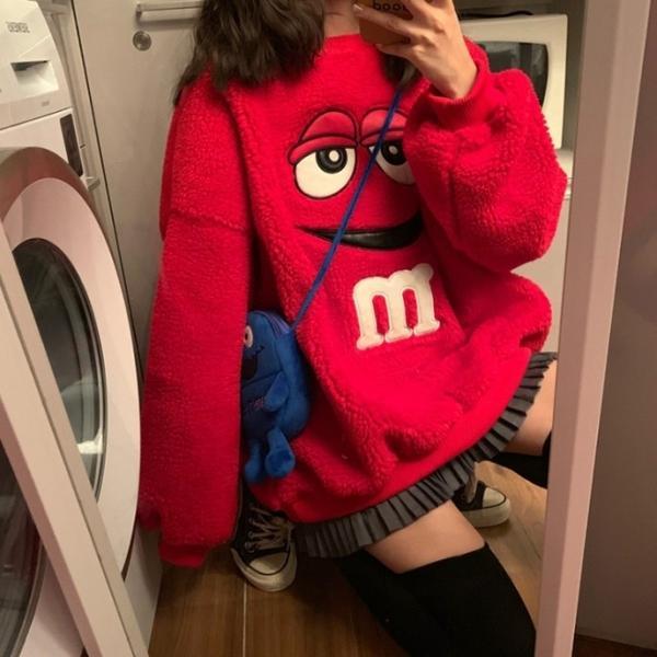 M&M 엠엔엠 맨투맨 2color 양털 뽀글이 오버핏 우정 맨투맨 티셔츠