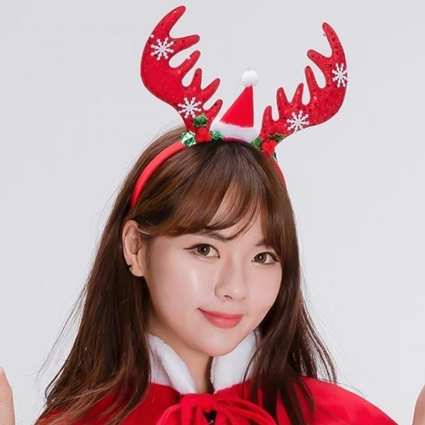 리얼 대형 루돌프 뿔 머리띠 크리스마스 파티 장식 촬영 소품