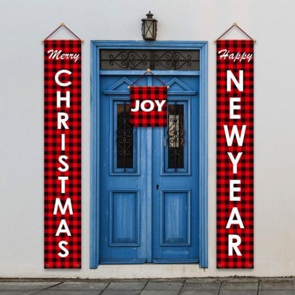 크리스마스 현수막 세로형 성탄해피뉴이어 파티 데코