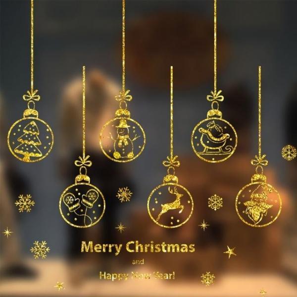 크리스마스윈도우스티커(골드물방울) 파티 장식