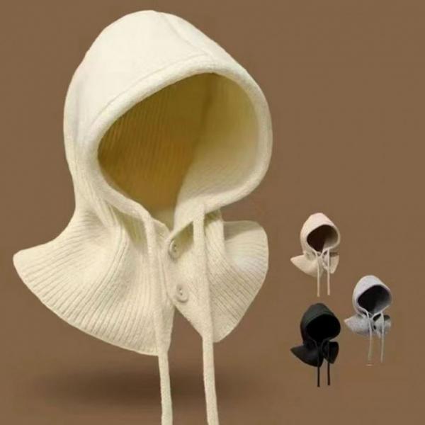 스타일링 단추 니트 후드넥워머 모자 넥워머 패션 아이템 방한 워머