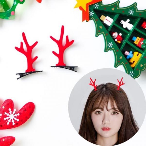 루돌프머리핀(심플/레드) 크리스마스용품 헤어핀