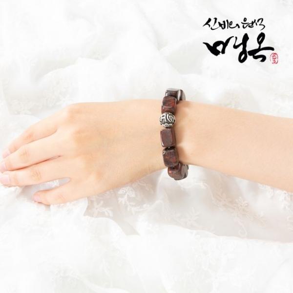 원석팔찌 홍옥 은볼 사각 건강팔찌 여성용