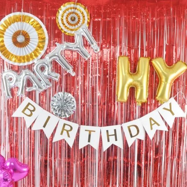 파티 장식 은박 수술 커튼 레드 크리스마스 배너 소품