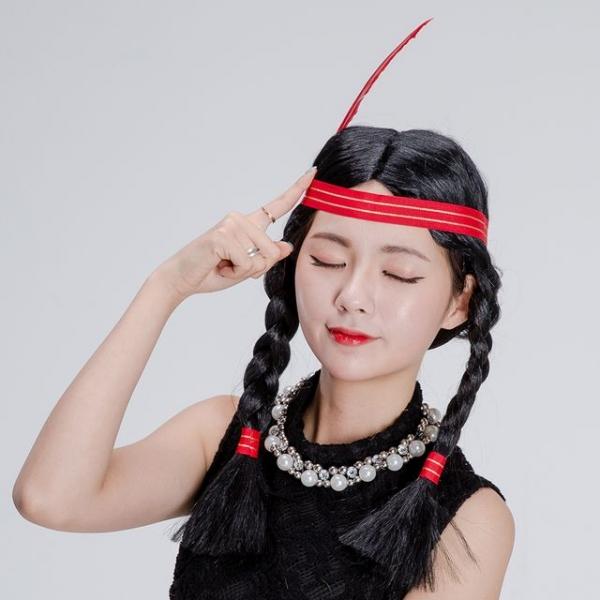 뉴 인디언 여자 가발 파티 인물가발 공연 행사 분장