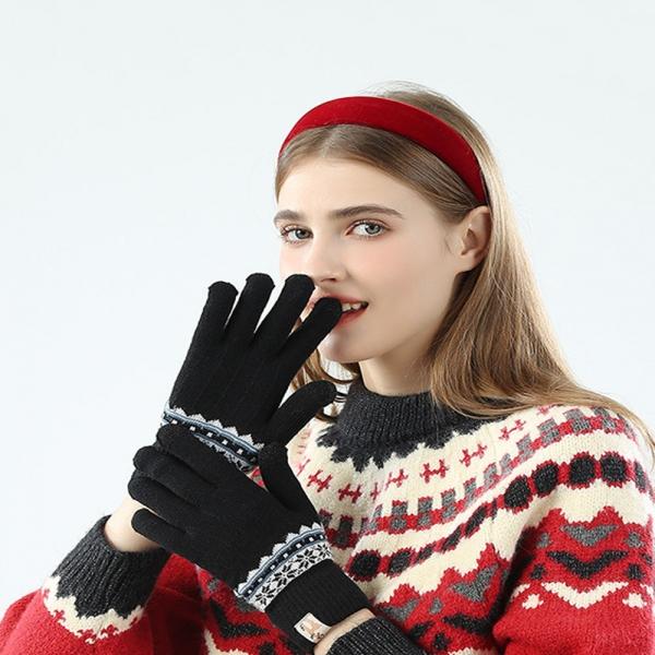 눈꽃 니트장갑 블랙 여성 겨울 스마트폰 터치장갑