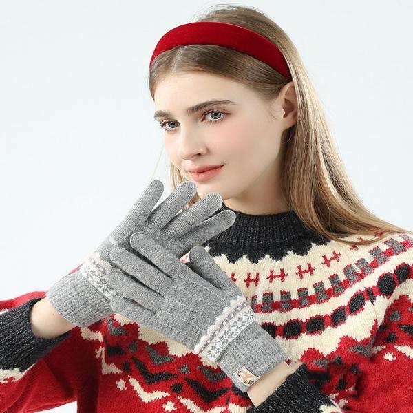 눈꽃 니트장갑 따뜻한 겨울 여성 보온 터치장갑