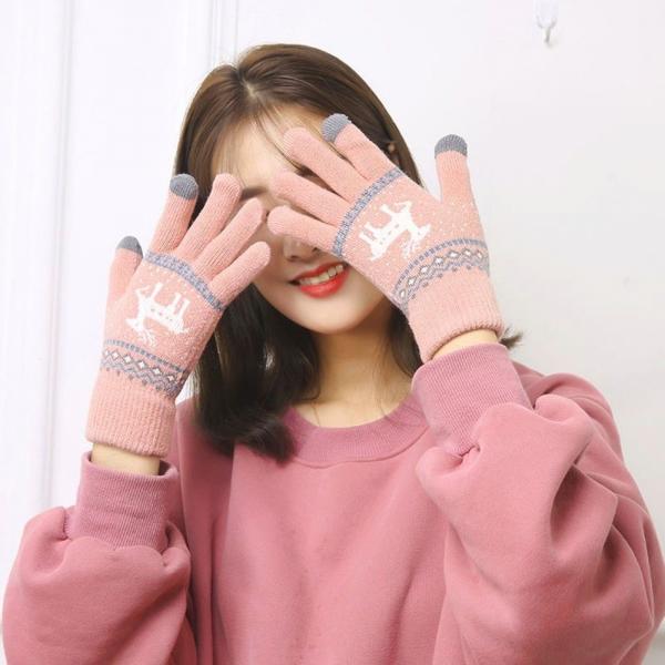 루돌프 기모 터치 니트장갑(핑크) 겨울장갑