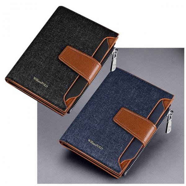 윌리암폴로 남성 멀티 배색 스트랩 캐주얼 반지갑