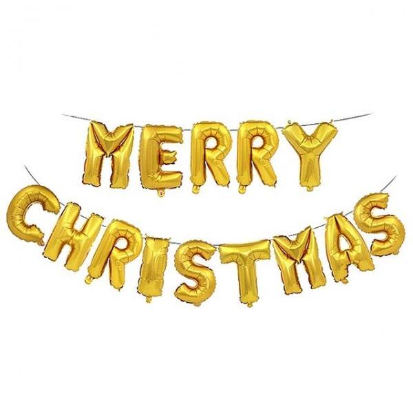 메세지 은박 풍선 세트 크리스마스 골드 파티 벌룬