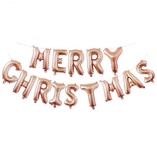 메세지 은박 풍선 세트 크리스마스 로즈골드 파티벌룬