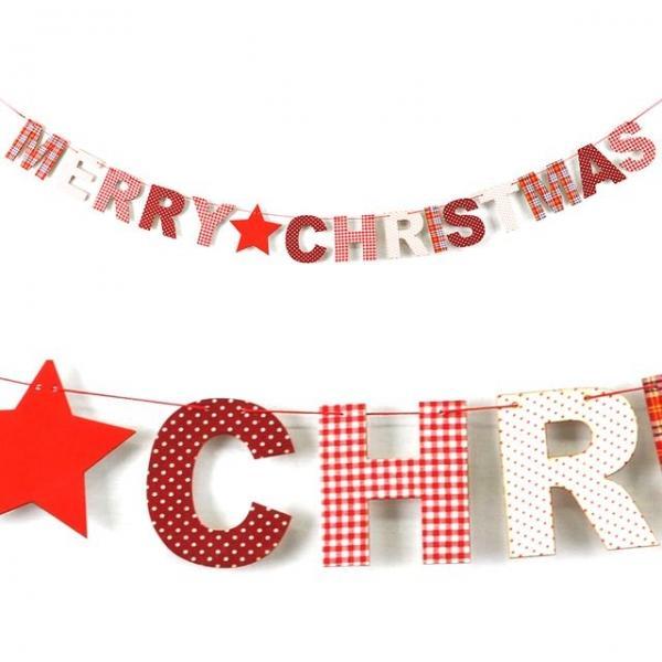 크리스마스가랜드(영문원목) 성탄절 장식 배너 파티