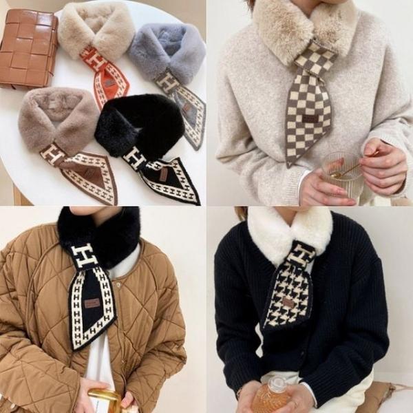 (앙상블) 끼우는 니트 퍼 머플러 목도리 겨울 가을