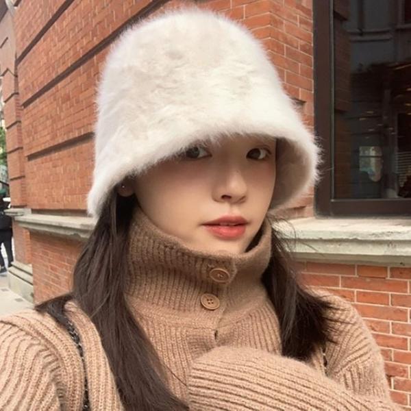 (앙상블) 보송 앙고라 벙거지 모자 여성 여자 겨울 퍼