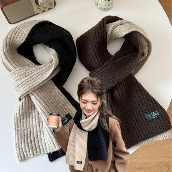 더어텀배색 니트 머플러 목도리 가을 겨울 스카프
