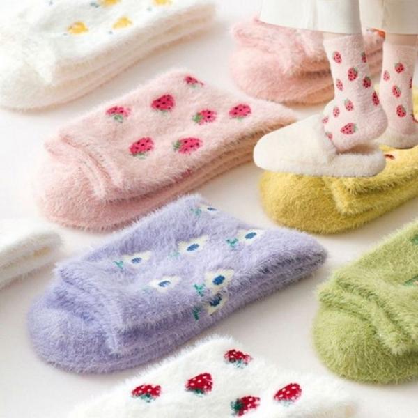 과일 수면 털 양말 삭스 여성 여자 보온 겨울 두꺼운